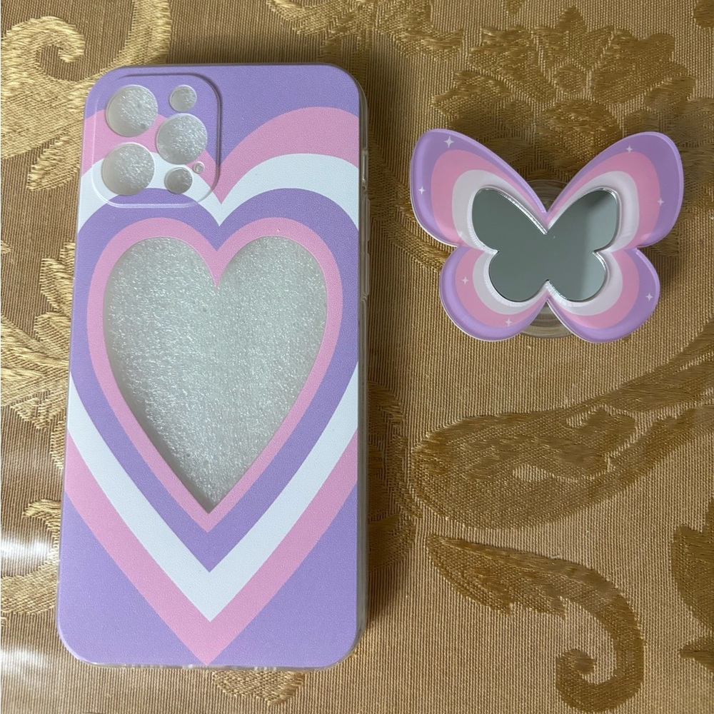 Pink & Purple Butterfly Heart iPhone 12 Pro Case